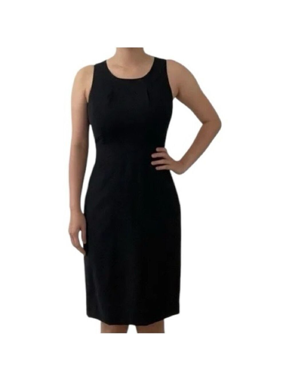 SOLD J.Crew 109% Wool Crepe Lined Black Dress with Slit Size 10 - Picture 4 of 15